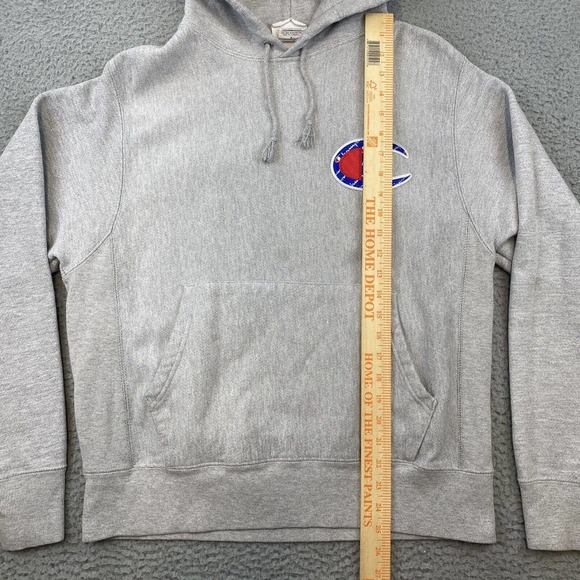 Champion Big Logo Gray Reverse Weave Hoodie Size Medium Heavyweight - Picture 7 of 11